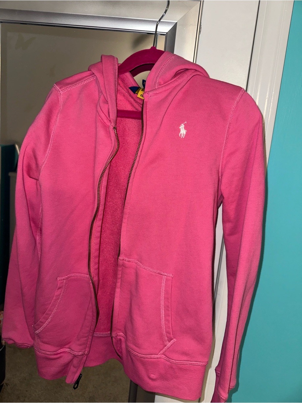 Polo by Ralph Lauren Girls Bright Pink Hooded Zip-Up Sweatsuit